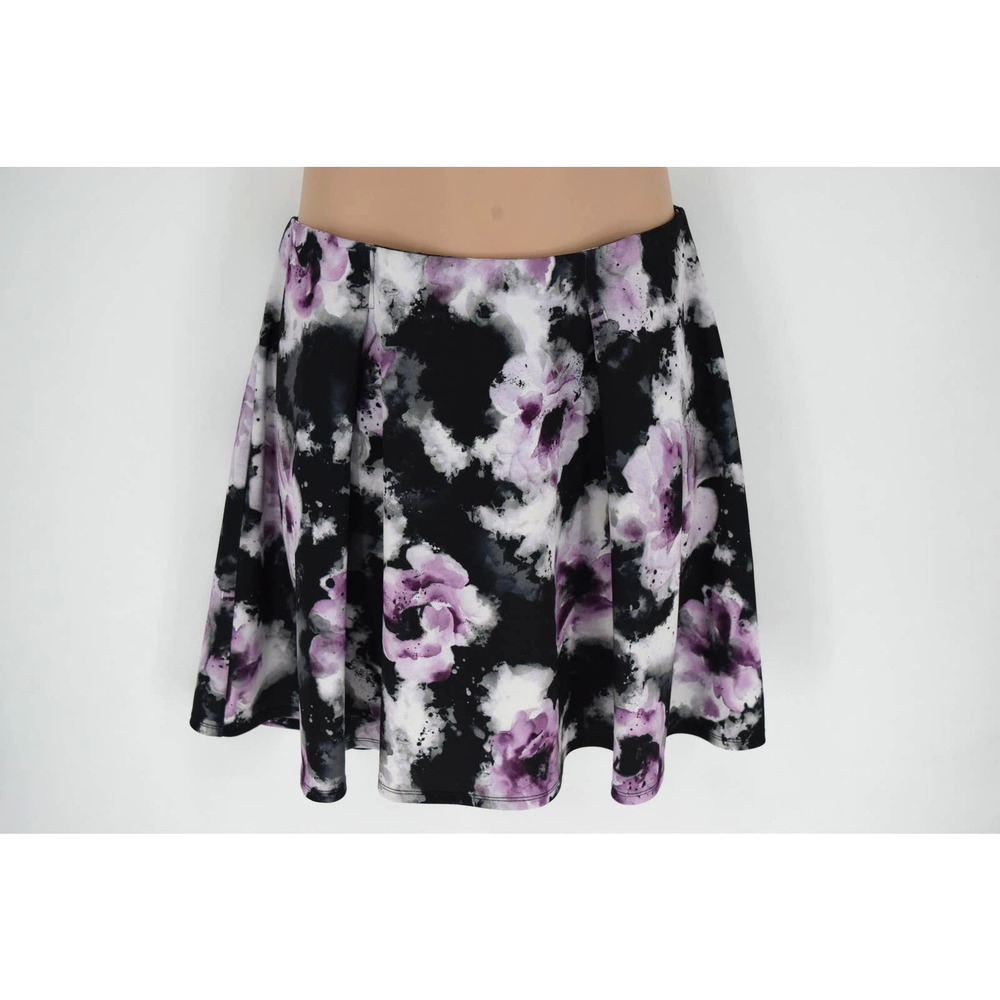 TORRID floral a-line mini skirt watercolor black & purple size 1 / 1X women's